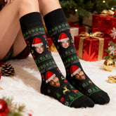 Custom Christmas stockings for men and women - personalized with photos and Santa hats